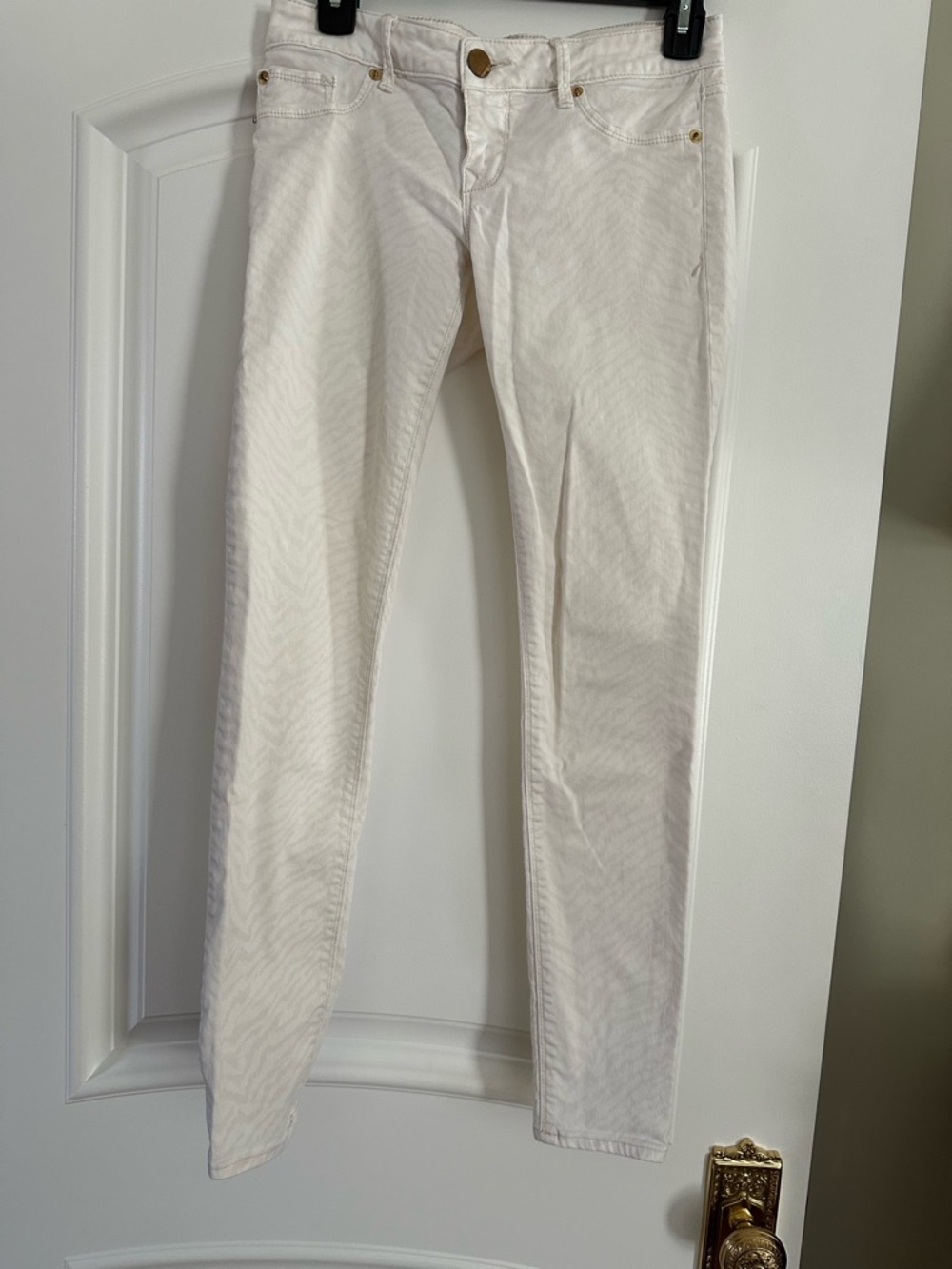 Express White & Cream Zebra Print Skinny Jeans Size 2